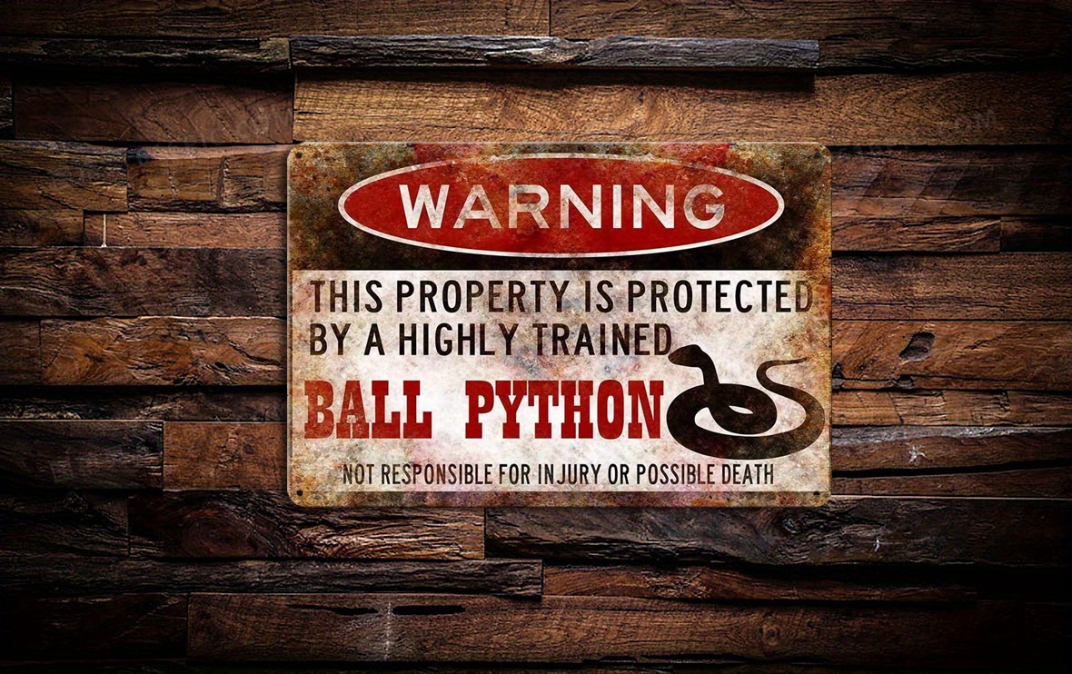 Funny Metal Signs Ball Python Accessories Snake Warning Sign - Temu