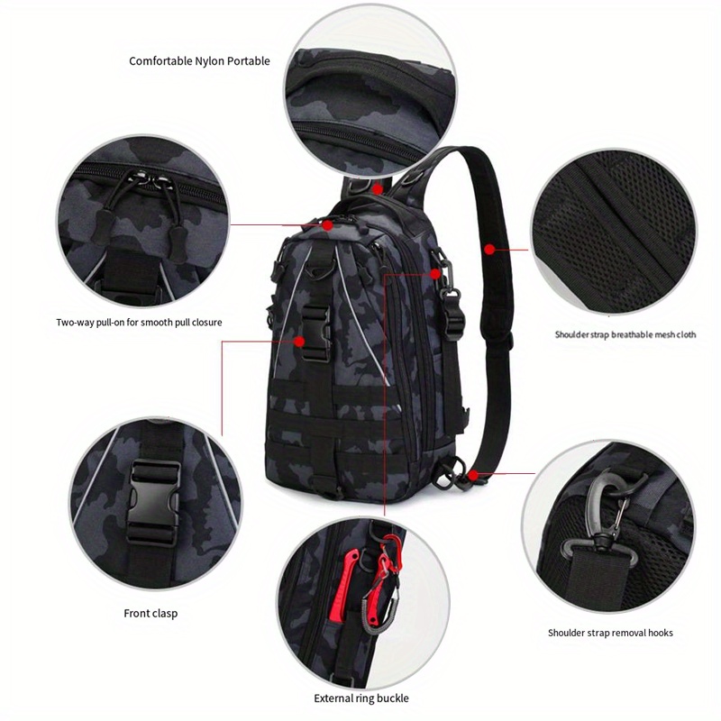17L Large Capacity Backpack Fishing Bags Shoulder Crossbody Portable  Rucksack Outdoor Sport Storage Multifunctional Tackle Bag