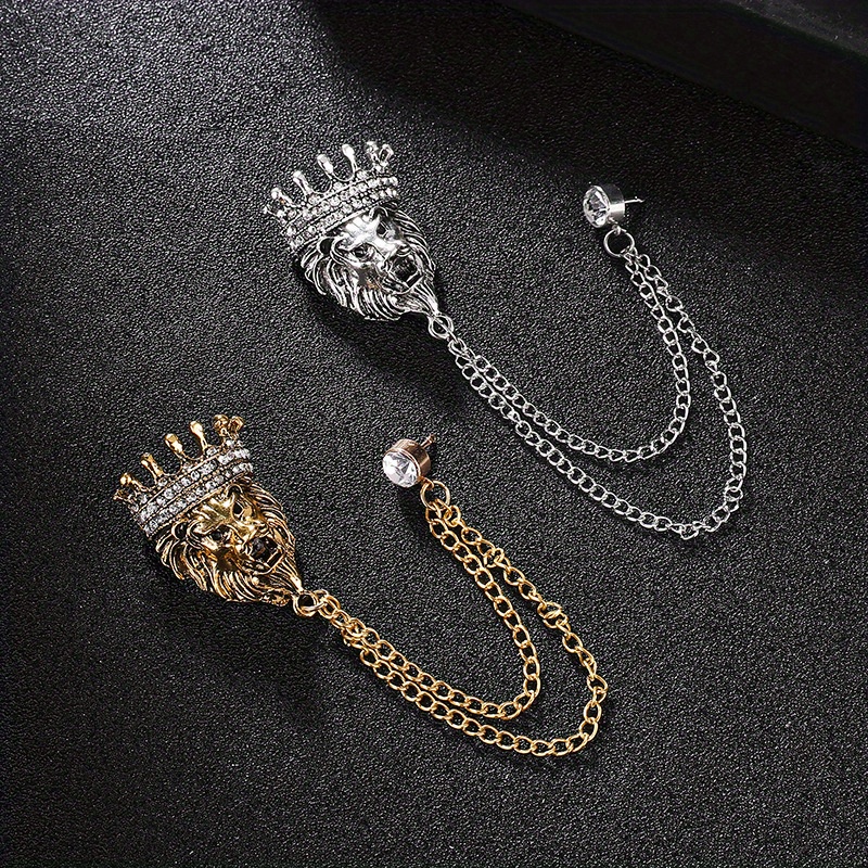 Vintage Crown Brooch Pin For Men English Style Suit Chain - Temu