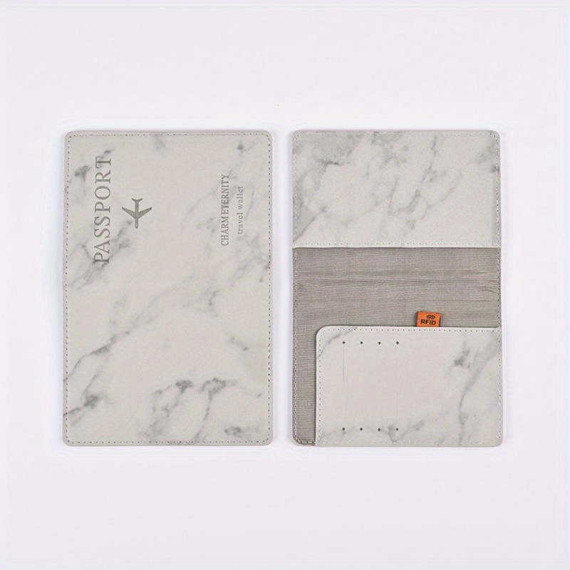 Marble Pattern Passport Holder RFID Blocking PU Leather