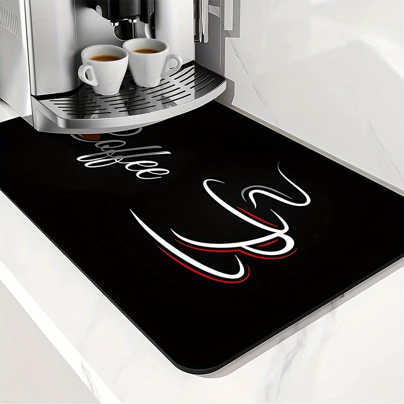 1pc, Coffee Maker Mat For Kitchen Counter Protector, English Letter Retro  Absorbent Dish Drying Mat, Super Absorbent Anti-slip Coffee Mat, Absorbent C