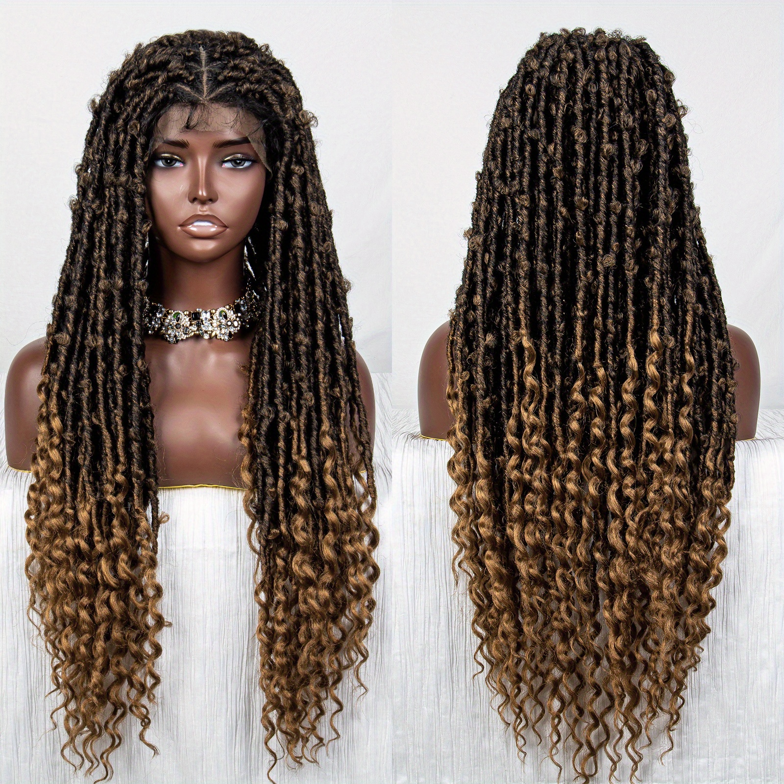 Full Lace Knotless Box Braided Wig Synthetic Lace Front - Temu