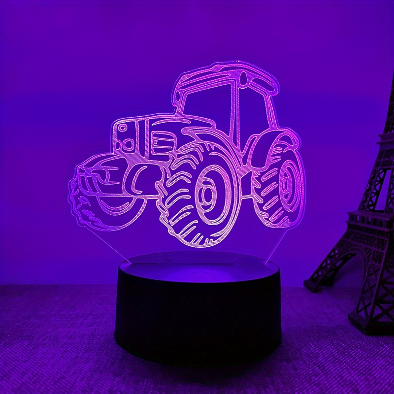 1pc Créatif 3D Veilleuse Tracteur Forme USB Atmosphère Lampe