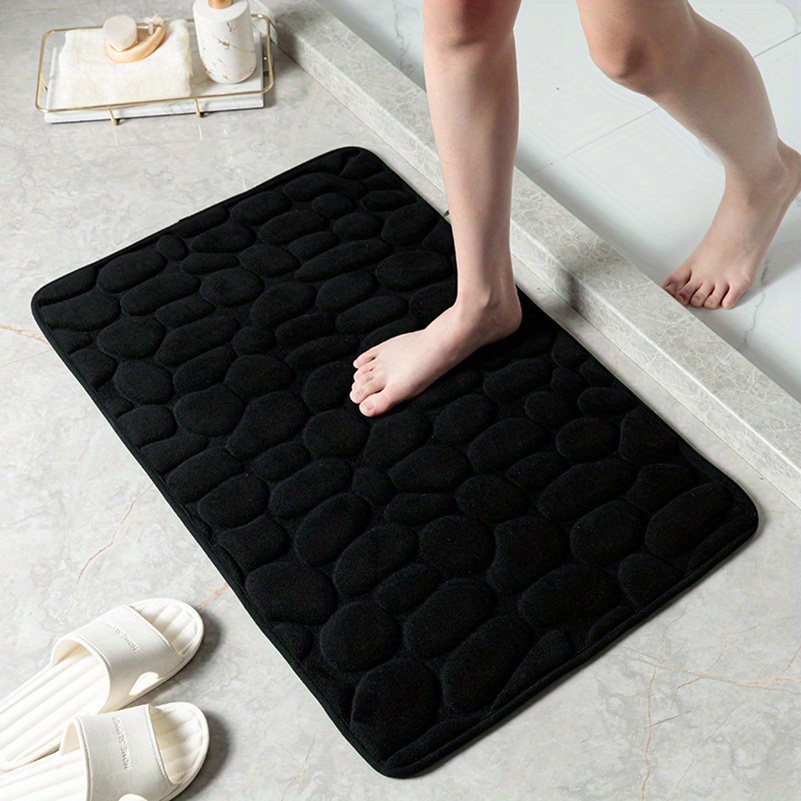 Memory Foam Bath Rug Cobblestone Embossed Bathroom Mat