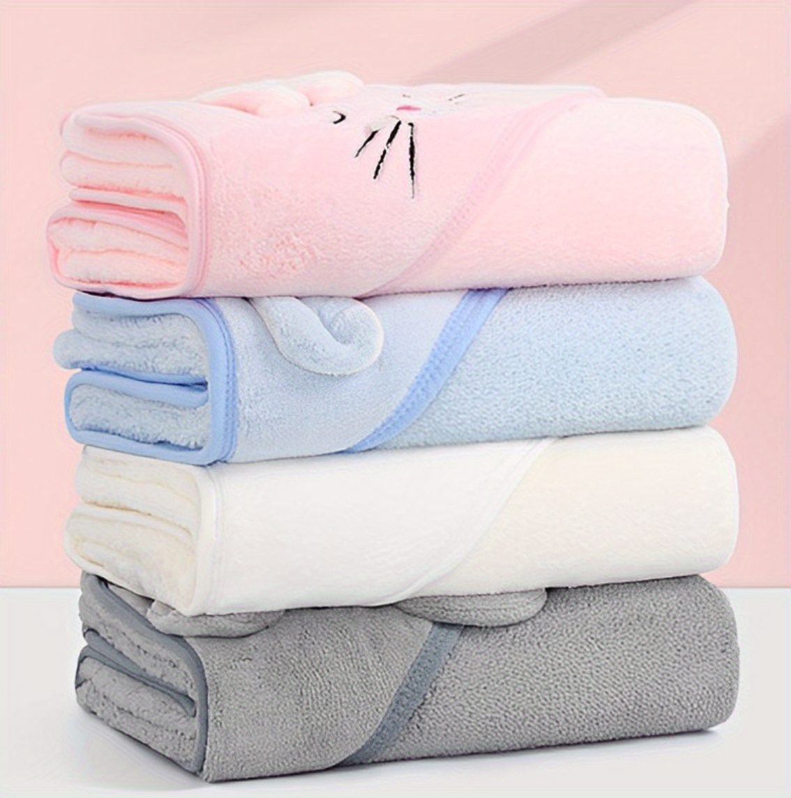 1pc ultra soft hooded bath towels for kids cute cartoon animal design     ideal gift for christmas halloween childrens day details 3