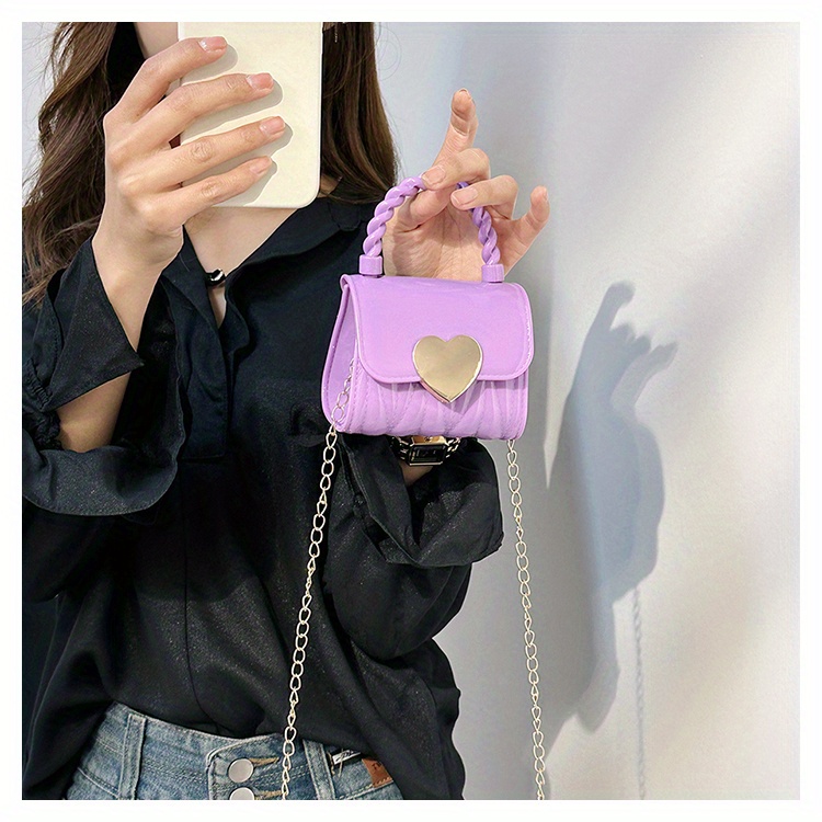 Purple Crossbody Bag, Cute Pu Flap Shoulder Bag, Women's Casual Handbag &  Purse - Temu