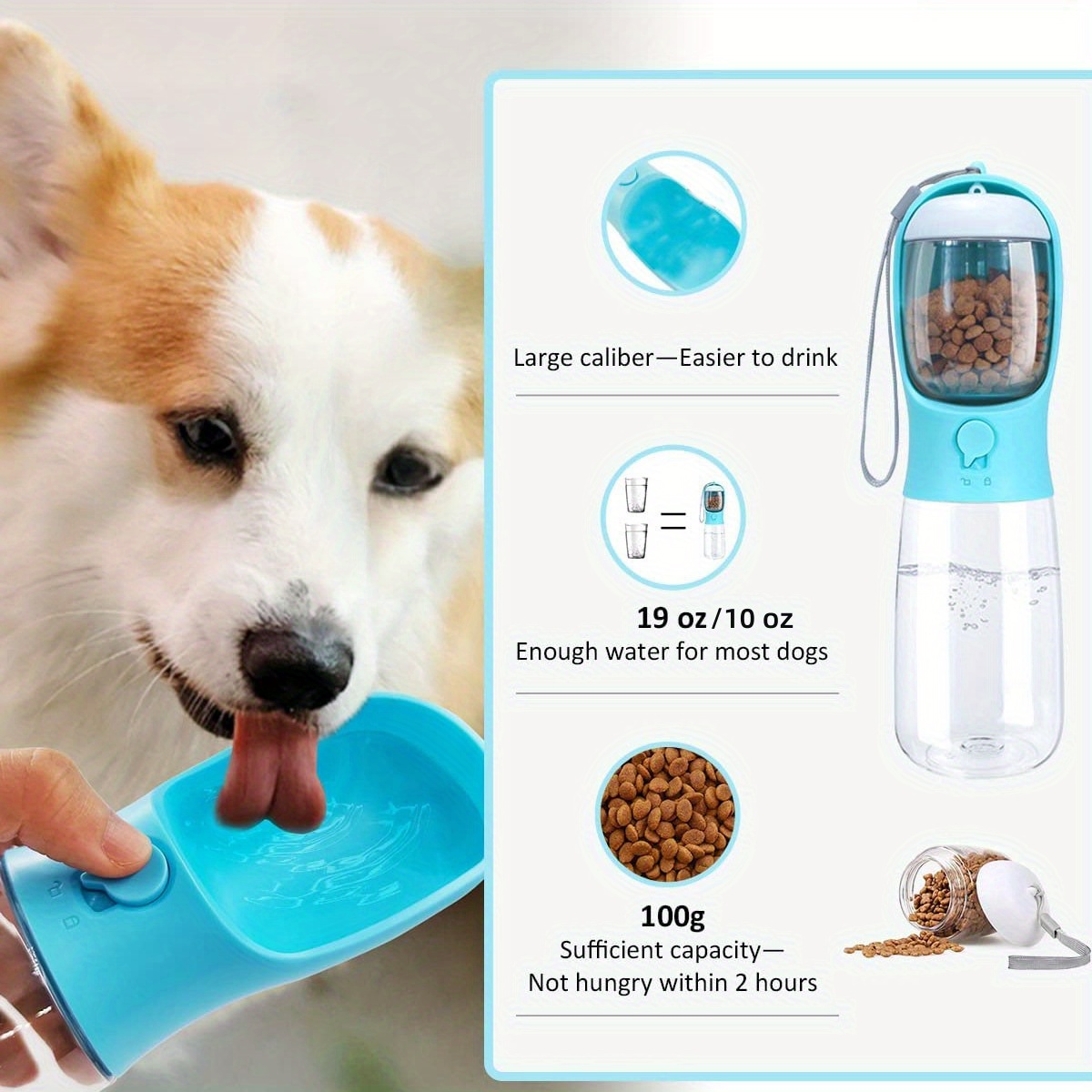 Portable Dog Water Bottle With Food Container - Leak Proof 2-in-1 Pet Water  Bottle For Walking, Hiking, And Travel - Keep Your Dog Hydrated And  Nourished On The Go - Temu