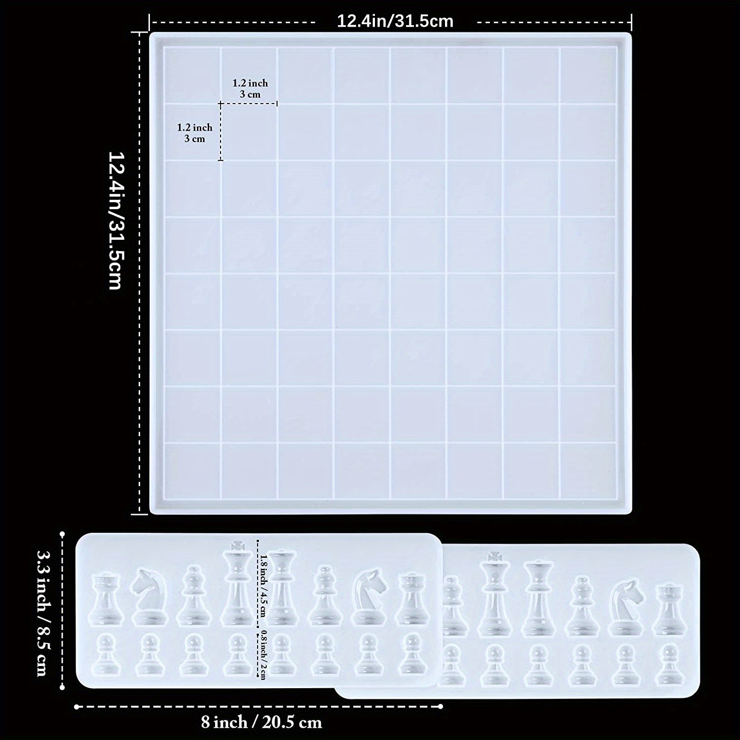 Kit Xadrez Resina Epóxi Moldes De Silicone Jogo De Tabuleiro Internacional  Peças De Xadrez Damas Quadro De Cristal UV Molde Ferramentas De Molde Diy