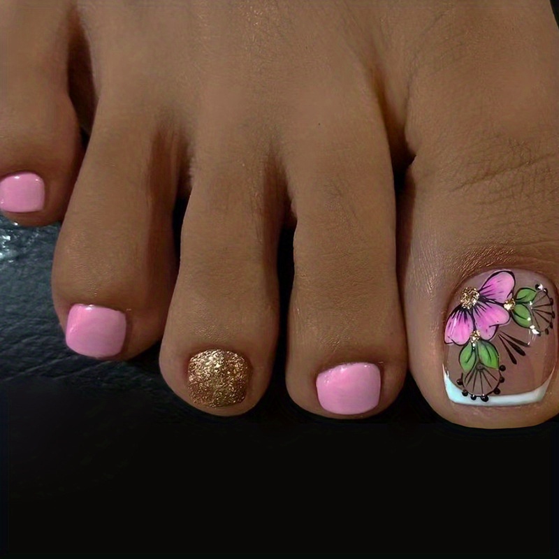 Premium Photo  Beautiful female feet with pedicure nails, white gel  polish, glitter design