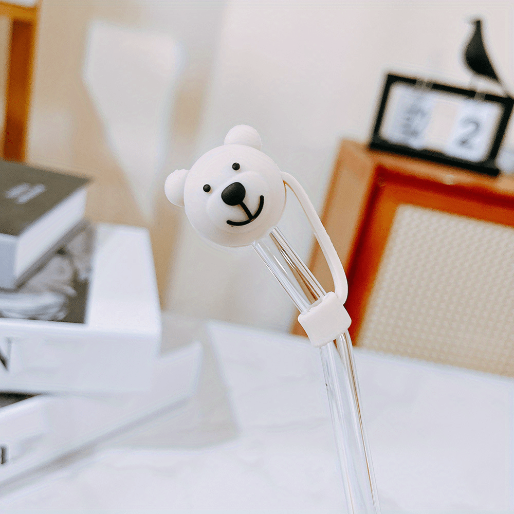  6pcs Bear Straw Cover, Cute Straw Cover Caps