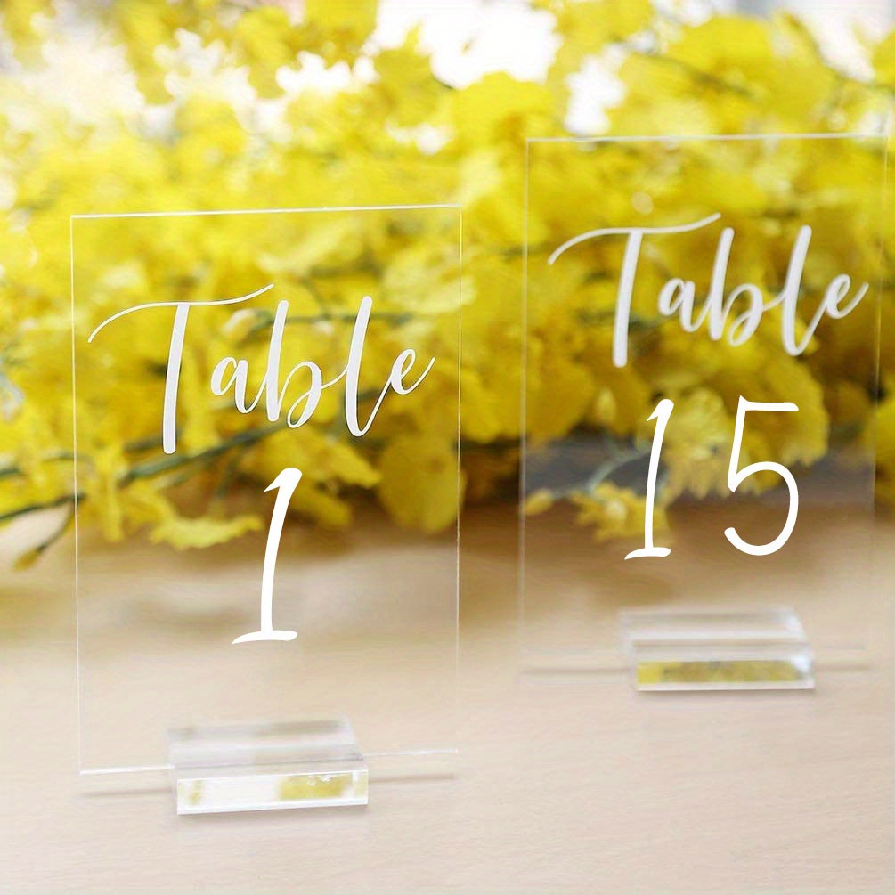 Acrylic wedding table numbers stands clear sign plates temu