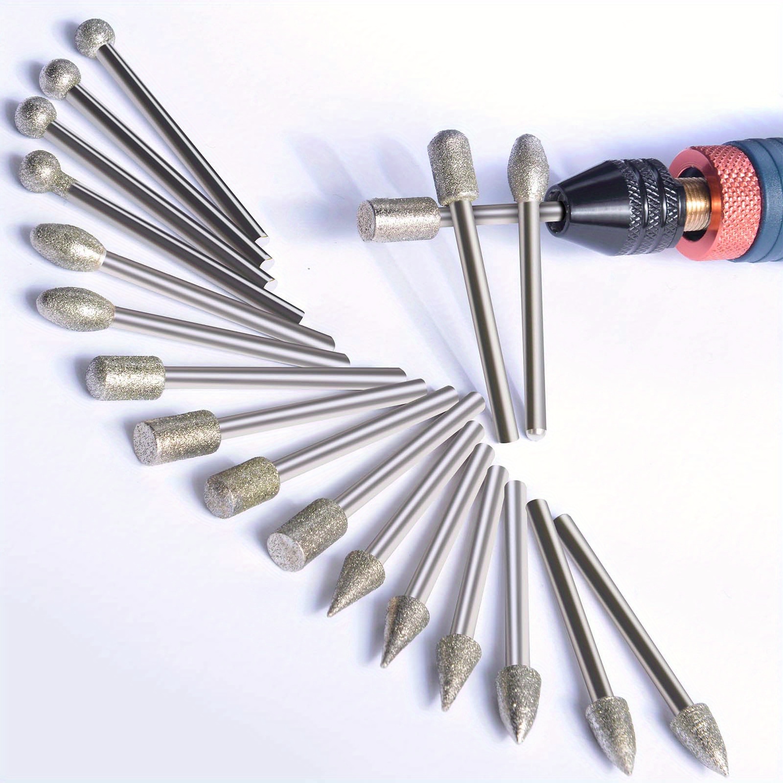 Housoutil 4 Sets Alloy Diamond Grain Stone Carving Tool Set Grinding Bits  Carbide Drill Bits Wood Carving Tools Metal Drill Bits for Hardened Steel Stone  Carving Tools Grinders Power Tools 