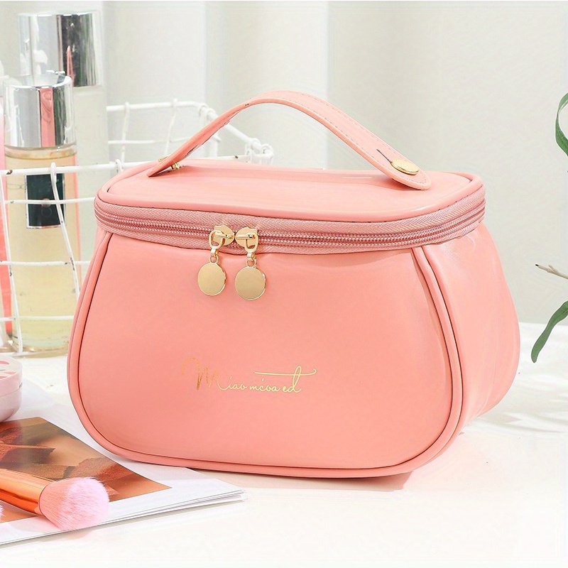 Large Capacity Travel Cosmetic Bag Makeup Organizer with Handle Zipper