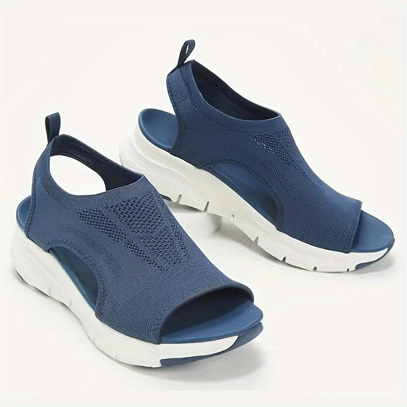 womens knitted wedge sandals   toe cut out slip on shoes outdoor sports sandals Product details 0