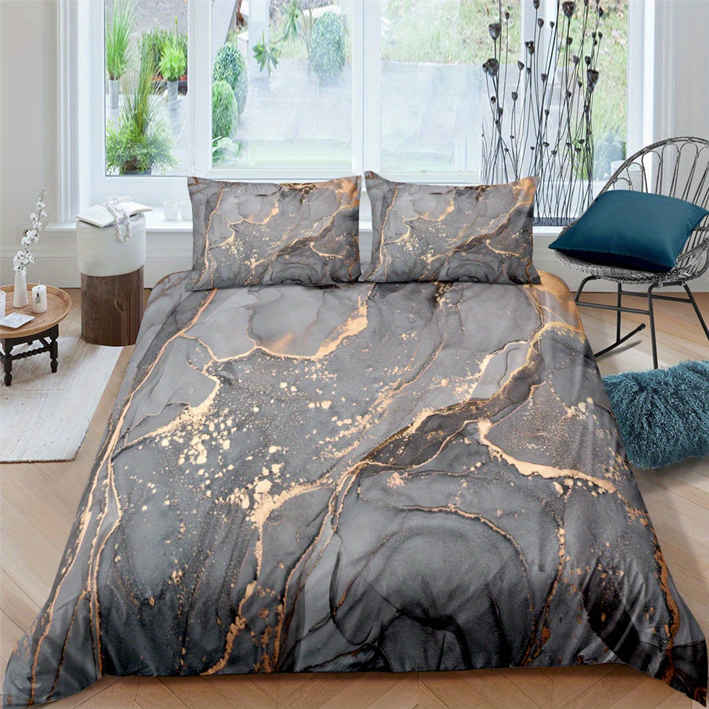 ClearloveWL Duvet Cover Set, Modern Marble Print Bed Reversable