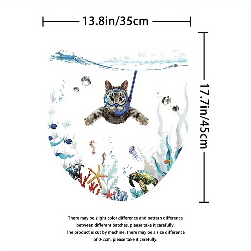 Bathroom Rugs Shower Curtain Cute Diving Cat Pattern - Temu