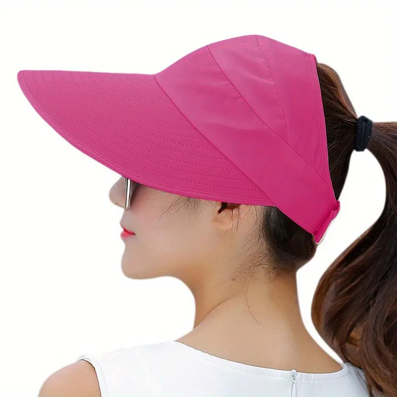 Women Wide Brim Sun Protection Visor Sun Hat, Anti-uv Lightweight Breathable Foldable Beach Hat For Outdoor Sport Cycling Drive