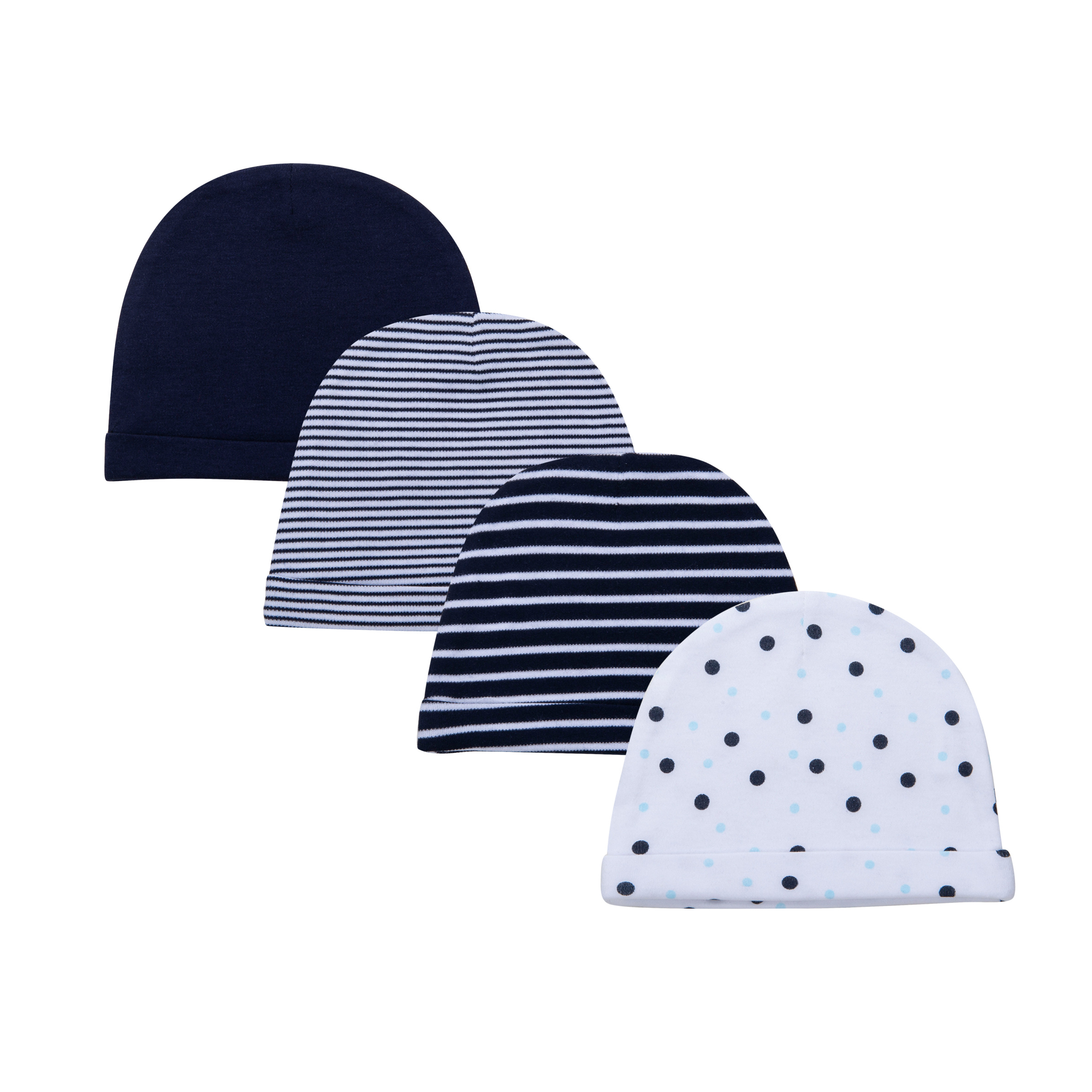 4pcs Dark Blue, Light Blue, Line Patterned Hats Cotton Baby Hats For Boys And Girls