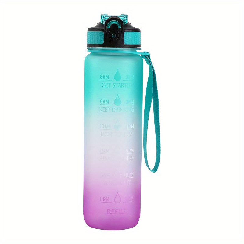 32oz Leakproof BPA Free Drinking Water Bottle with Time Marker & Straw to Ensure You Drink Enough Water Throughout The Day for Fitness and Outdoor