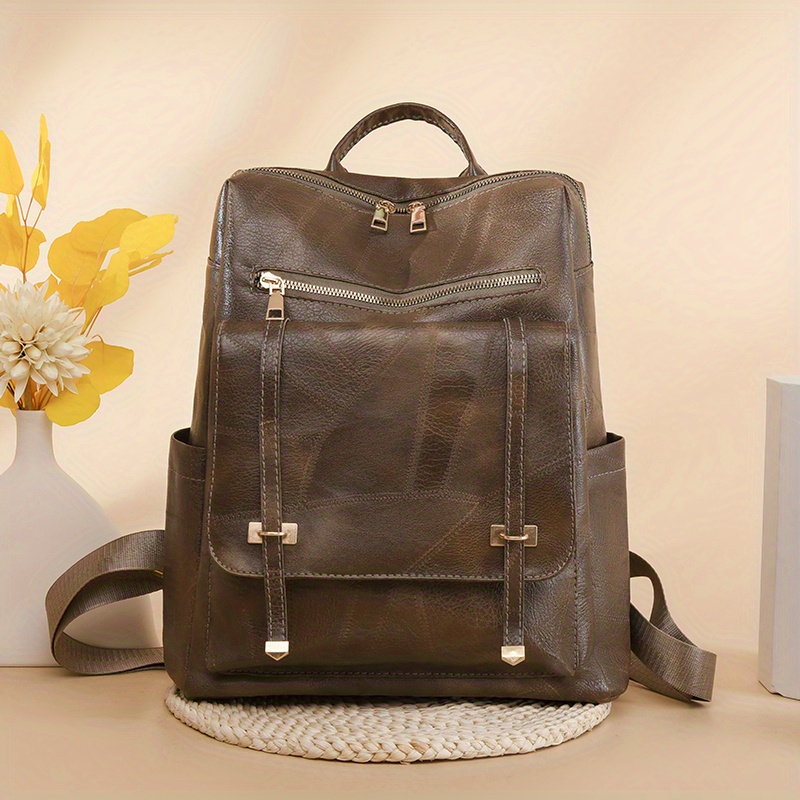 Womens Vintage Brown Leather Backpack Purse Book Bag Purse for Women