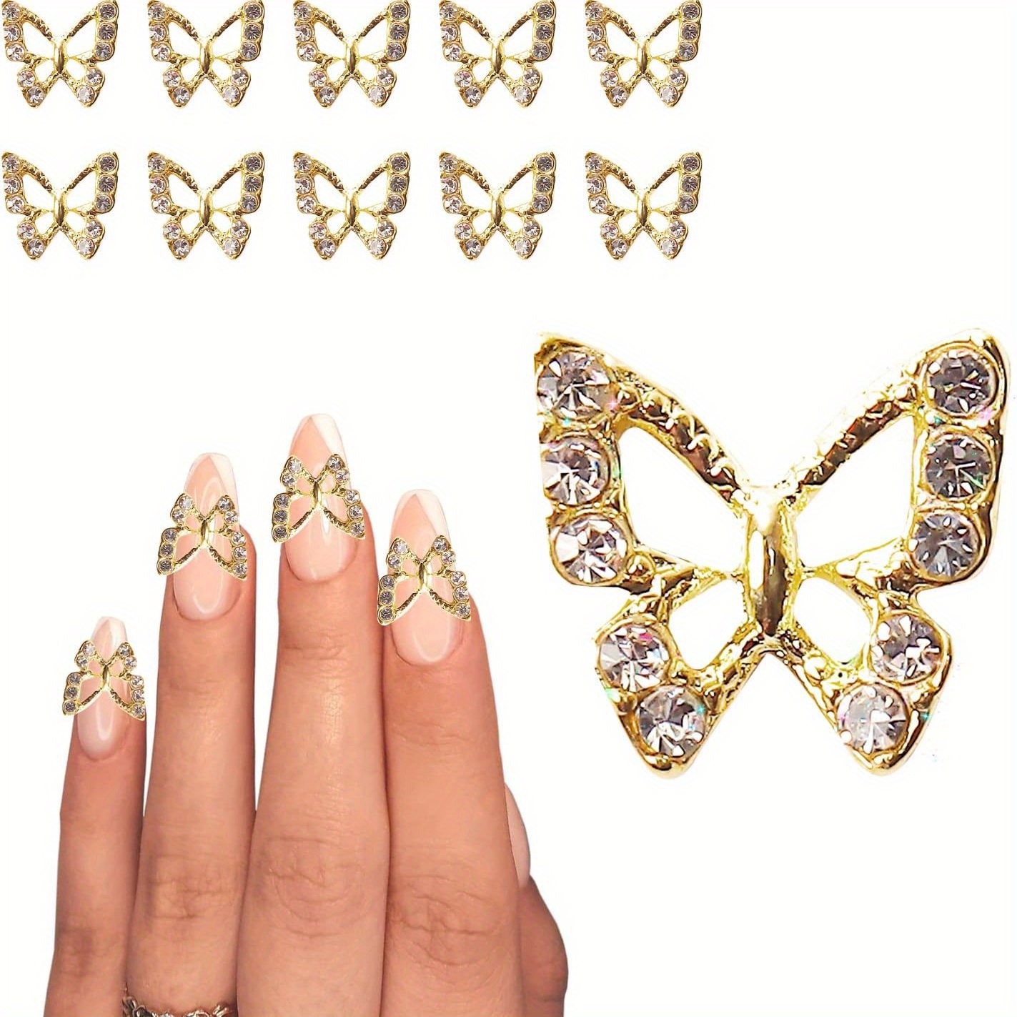Large Butterfly Rhinestone Nail Charms - 5/10pcs