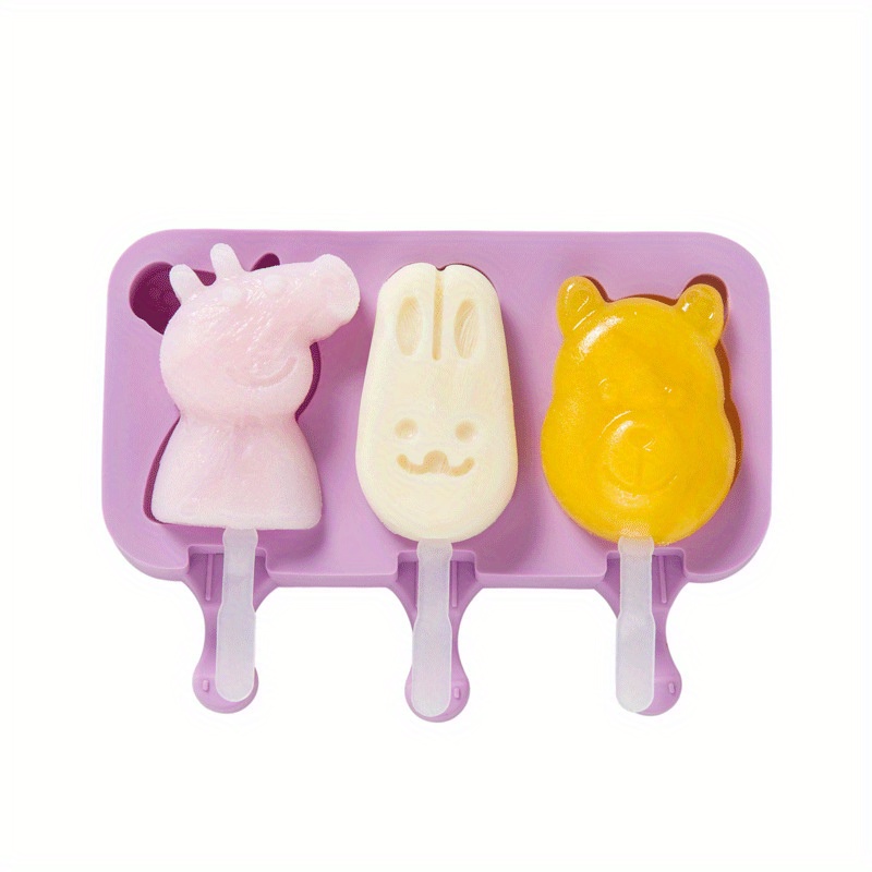 Cute Rabbit Popsicle Molds Silicone Rabbit Ice Pop Molds Homemade Popsicle  Silicone Mold with 100pcs Popsicle Sticks Reusable Easy Release Summer Ice