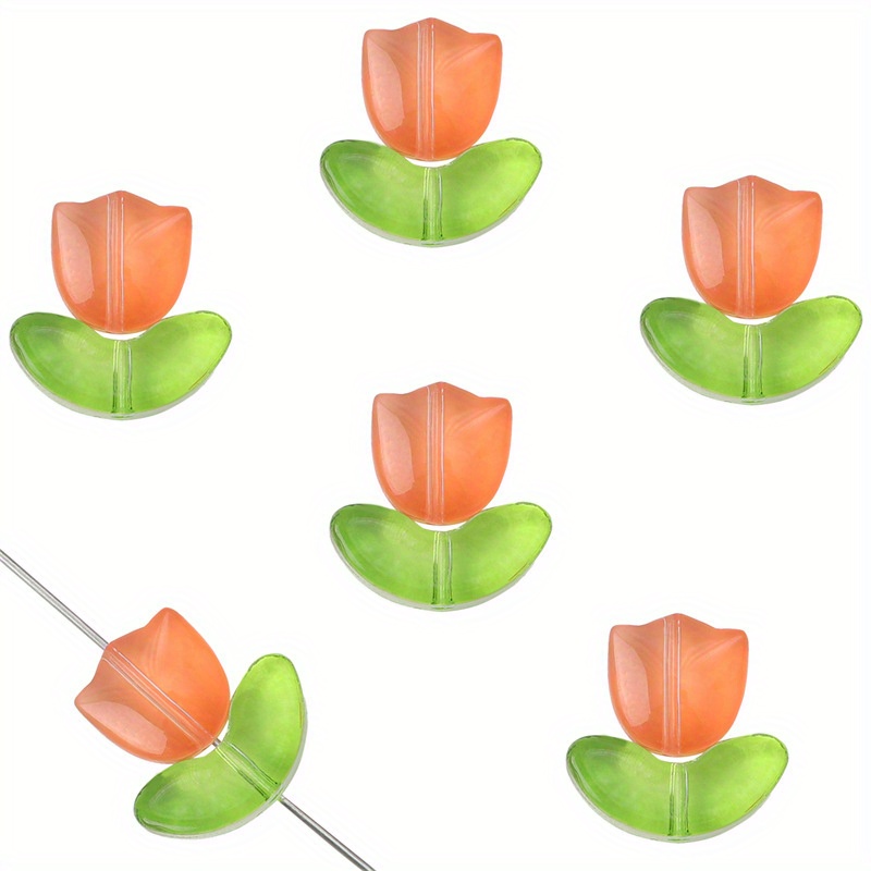 D2 Glass Tulip Flower Leaf Small Boat Beads Glass Beads Diy - Temu