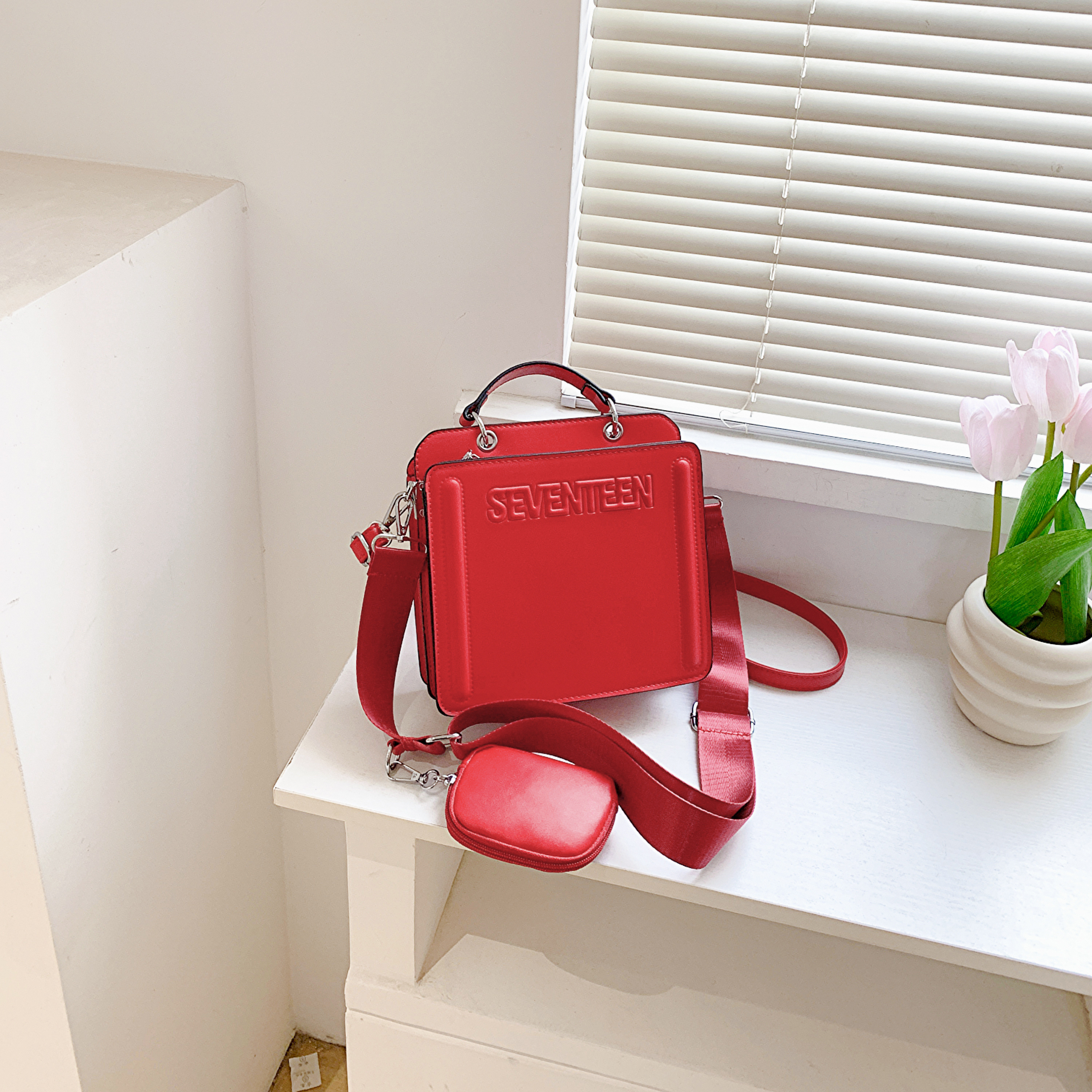 Letter Graphic Square Bag PU