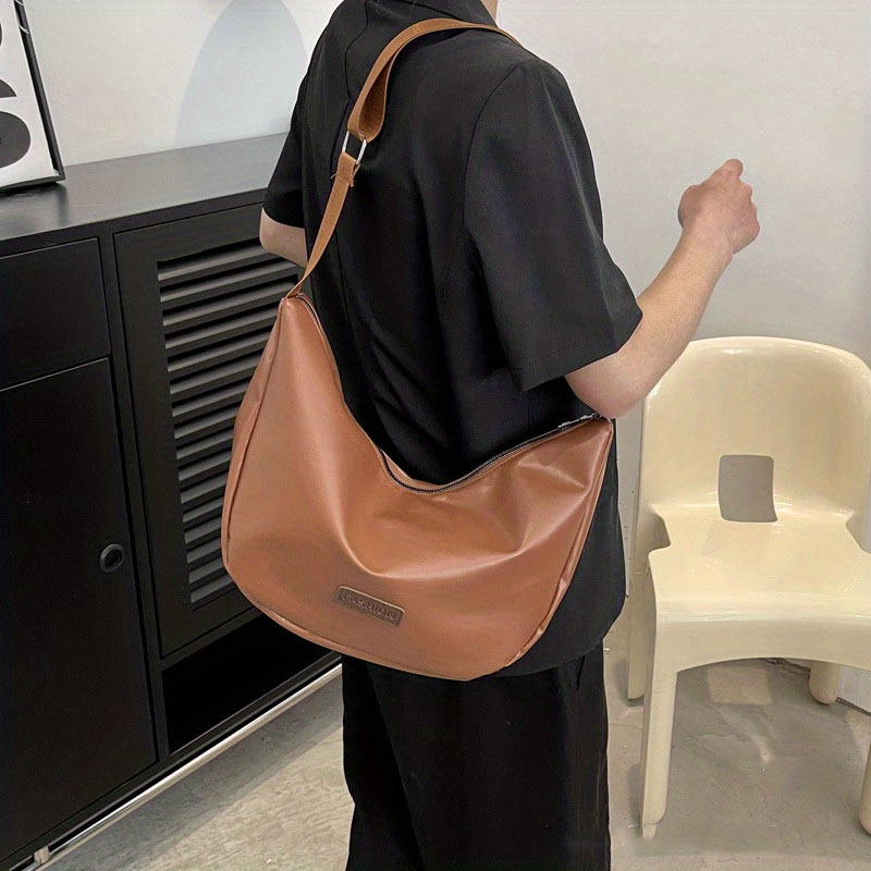 Large Capacity Crossbody Bag, Letter Patch Decor Hobo Bag, Casual Shoulder  Bag For Sports, Travel, School - Temu