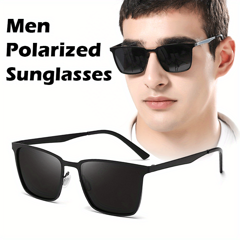 Men's Polarized Retro Aviator Sunglasses, Uv400, Oversized Square Frames  Glasses Mixed Color Glasses（with Glasses Case） - Temu