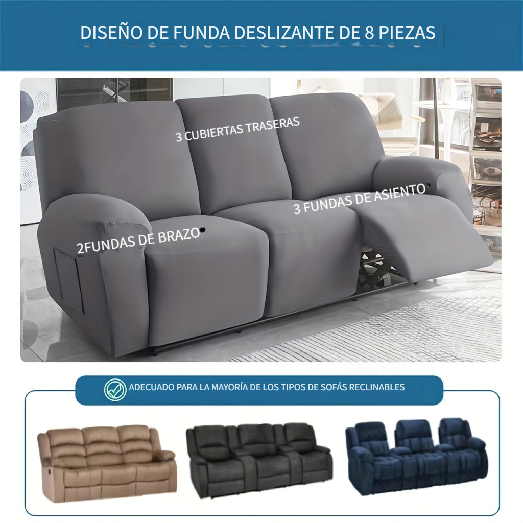 Funda Asiento Sofa Impermeable, Funda De Sofa Cama con Brazos Fundas Sofas  3 Y 2 Plazas