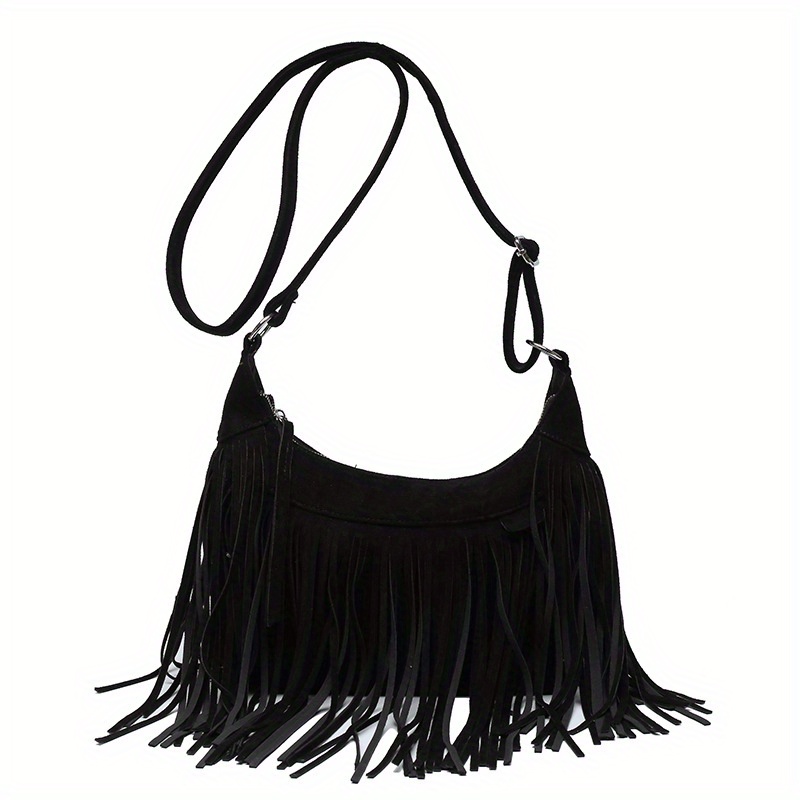 Women Fringed Tote Tassel Purse Crossbody Bag Vegan Suede Hippie Bag Hobo  Shoulder Bag