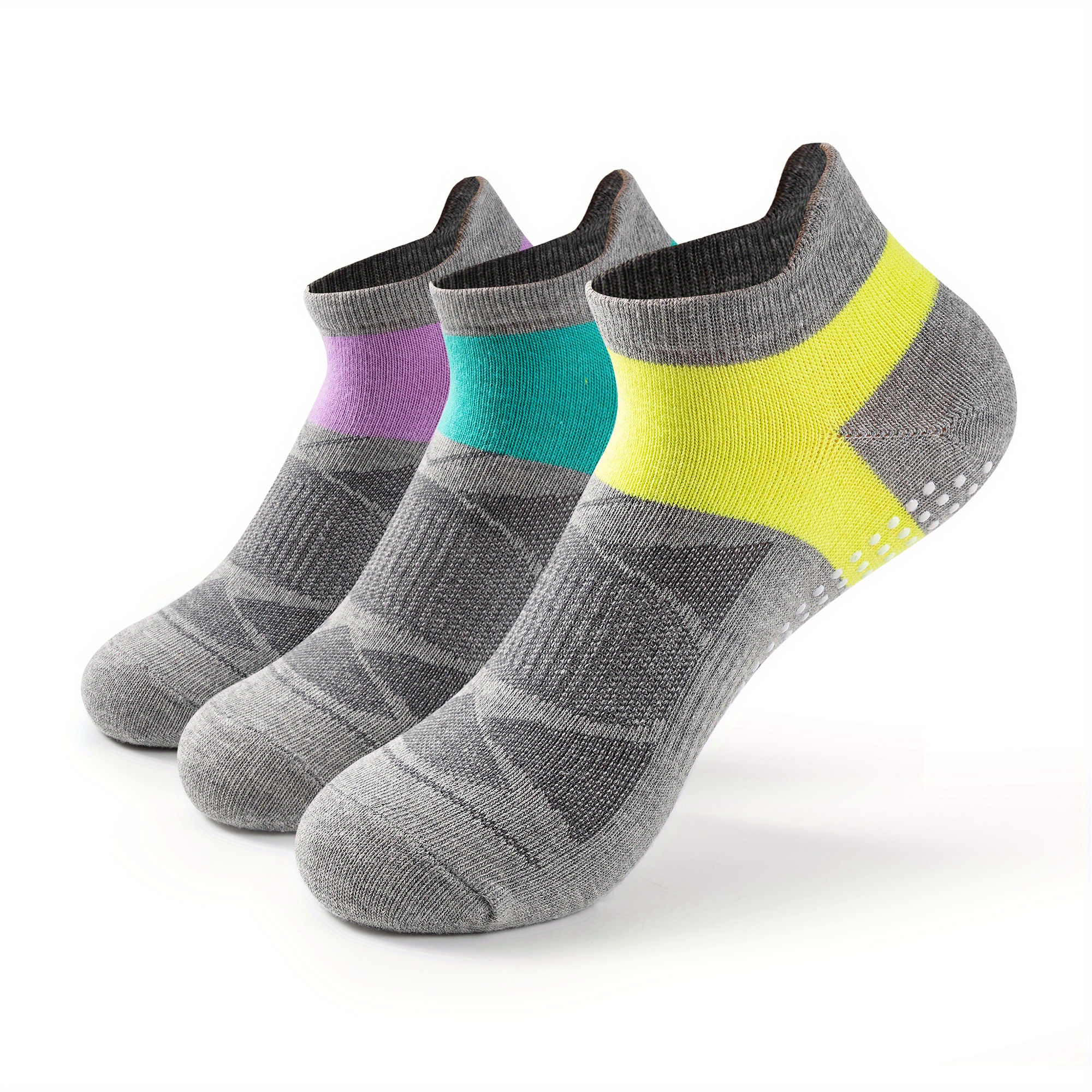 AceFine 3 pares de calcetines deportivos clásicos Colorblock, cómodos  calcetines tobilleros antideslizantes de silicona de corte bajo, medias y  calcetería para mujer - Temu