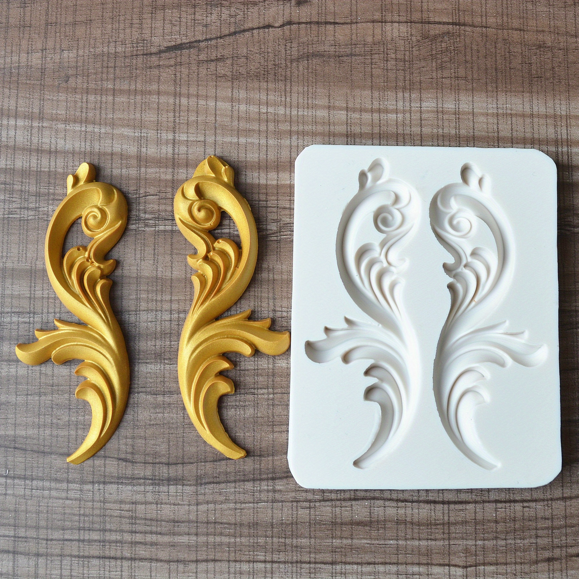 5 Moules Silicone Relief Baroque - Pour Pâte à Sucre, Chocolat Ou Savon - DIY Pâtisserie Et Décoration