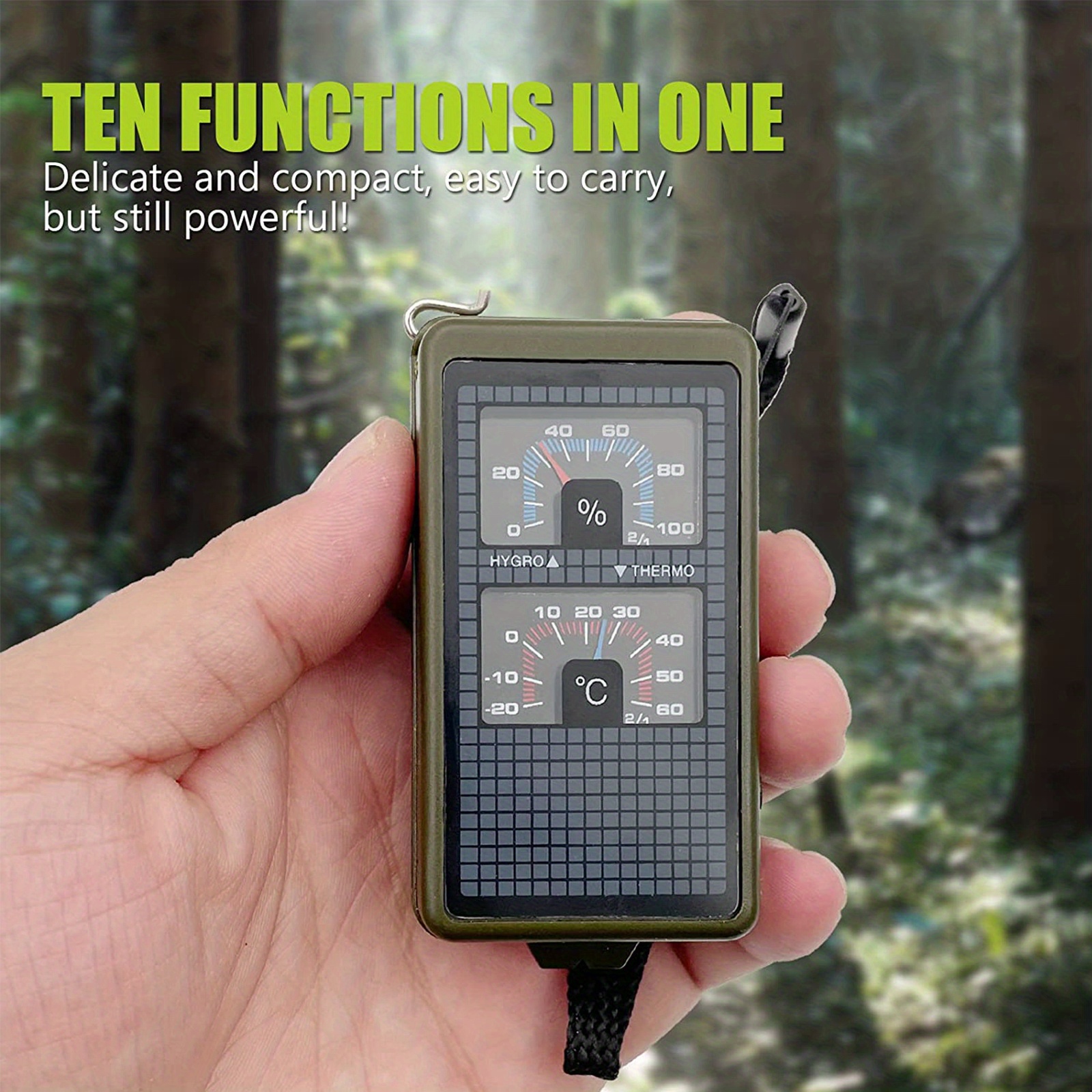 Multi-functional Outdoor Survival Combination Kit Hiking Camping  Level-meter Hygrometer Thermometer Compass Ruler