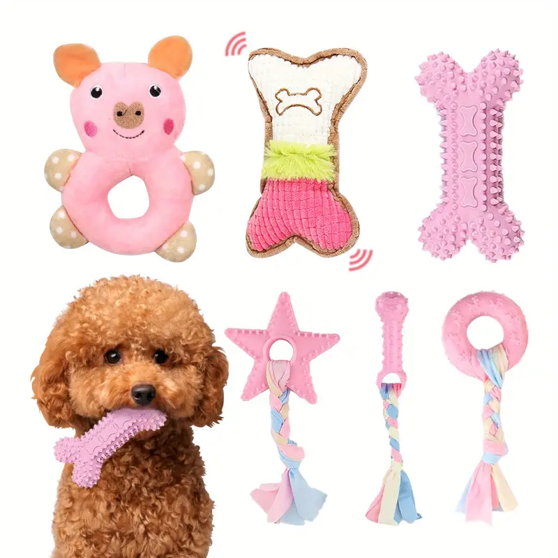 Cute Puppy Chew Toy Set Soft Rubber