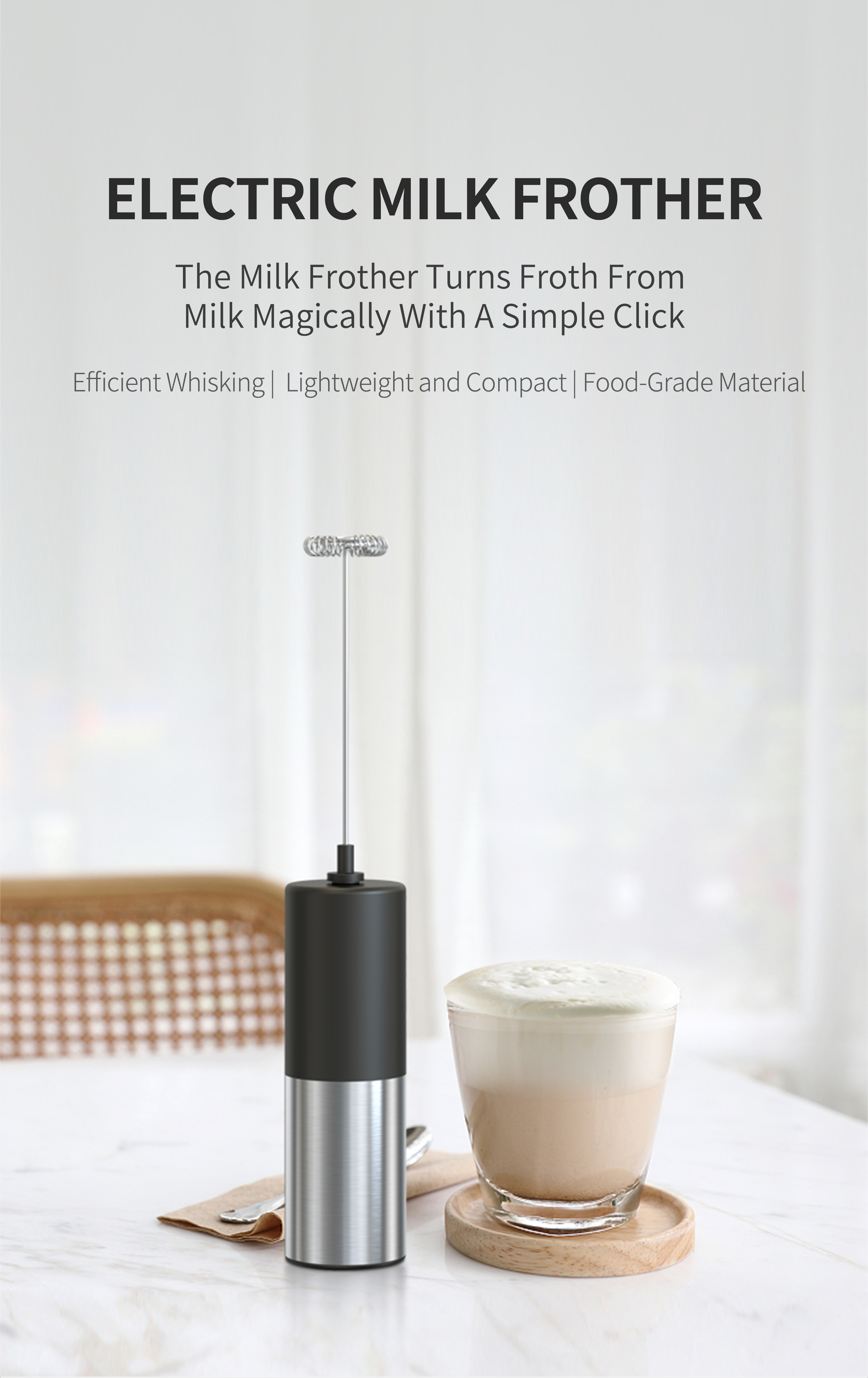 Electric Milk Frother Mini Handheld Wireless Mixer Household - Temu