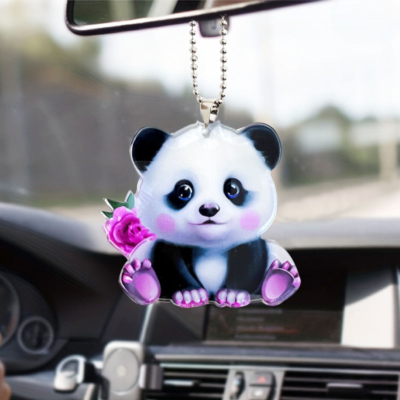 TUABUR Anhänger mit Gravur Schwingender Panda Rückspiegel-Anhänger (20cm)  (1-tlg)