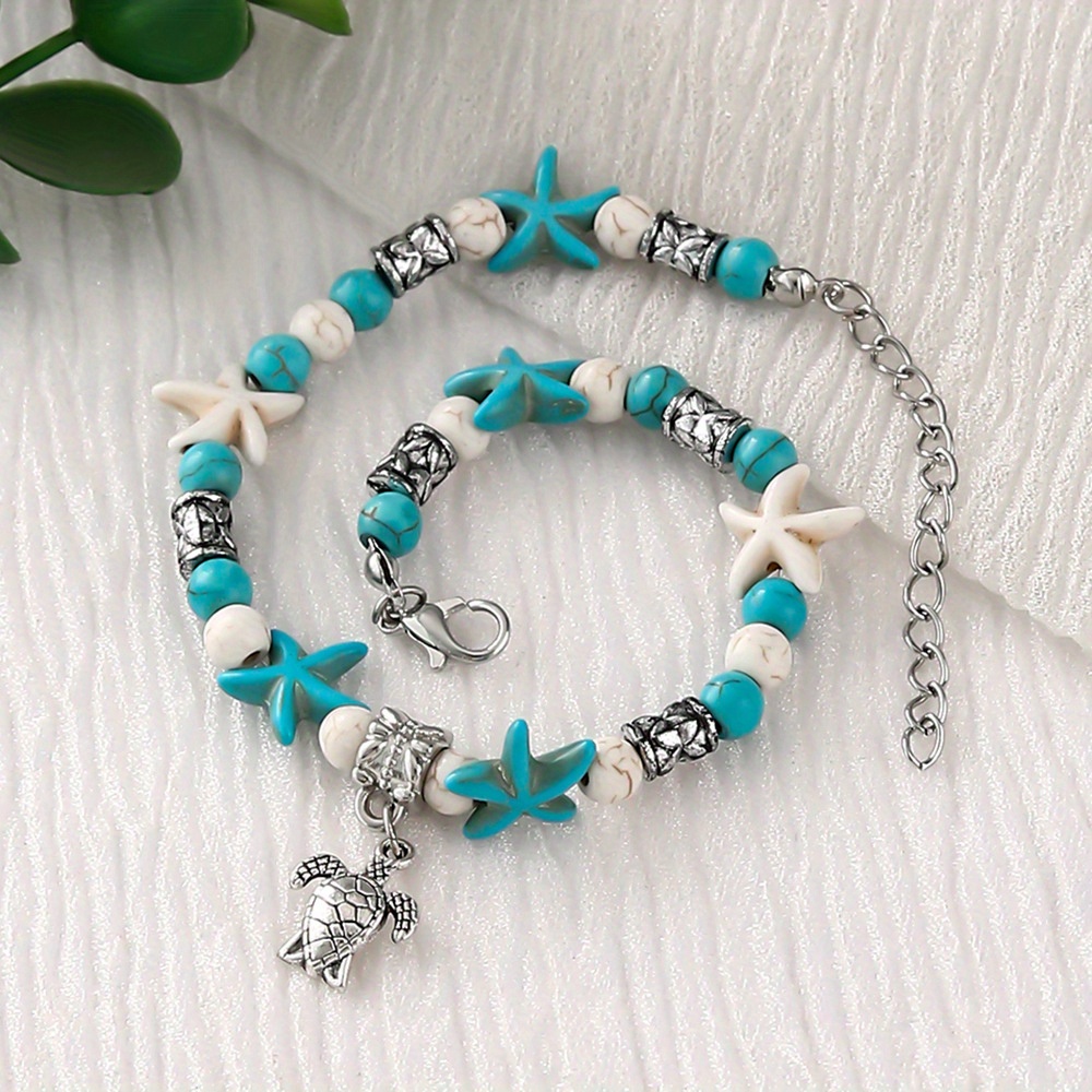 Elegant Conch Beads Sea Turtle Ladies Anklet Summer Beach Starfish