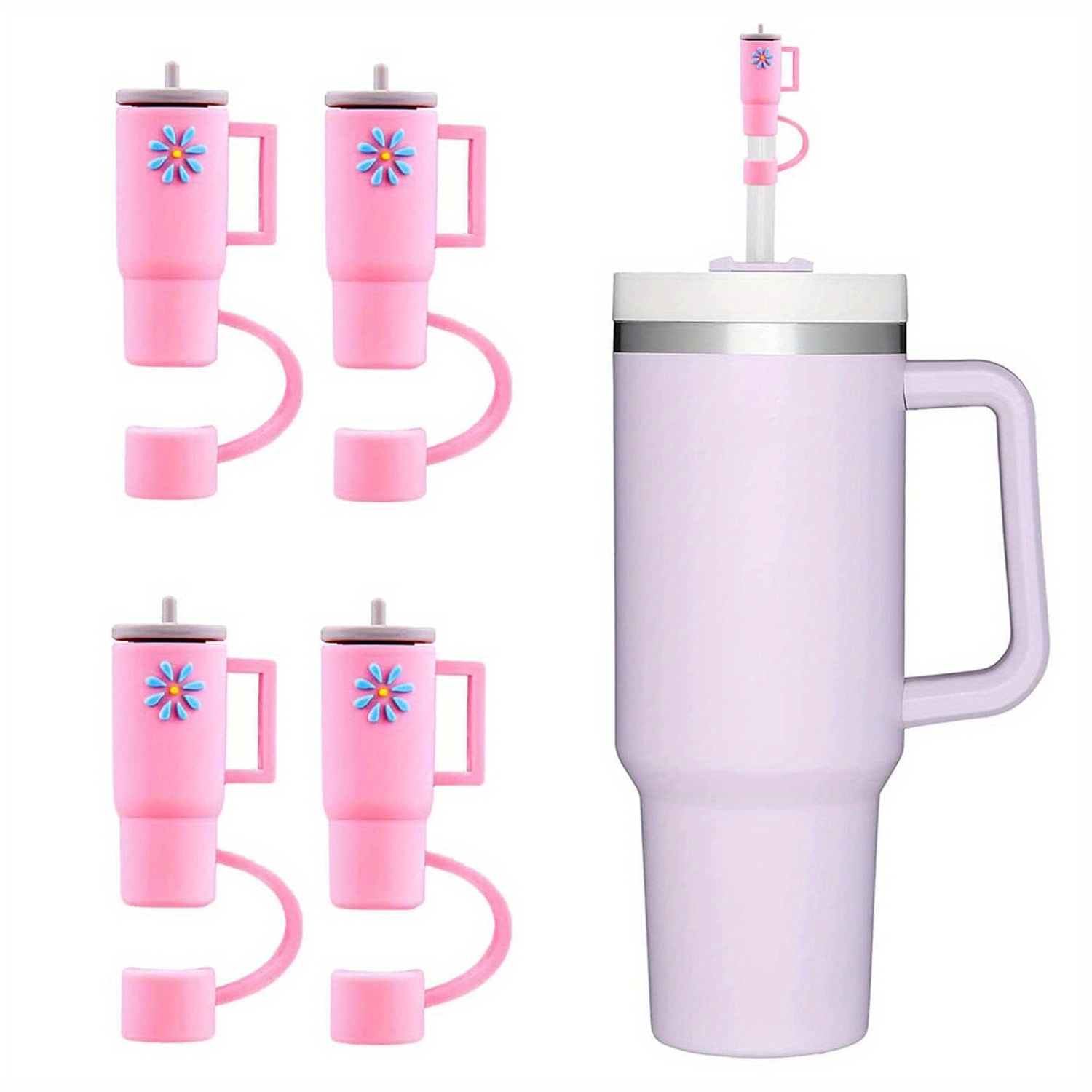 Cute Straw Topper Stanley Straw Cover Pink Tumbler Straw Cover 