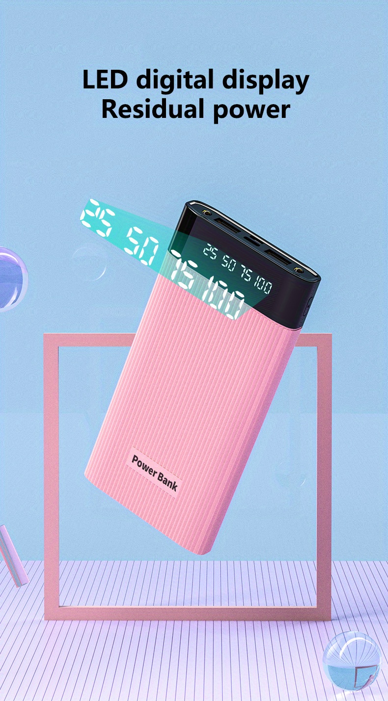 10000/20000mah Large Capacity Mobile Power Bank Portable Temu