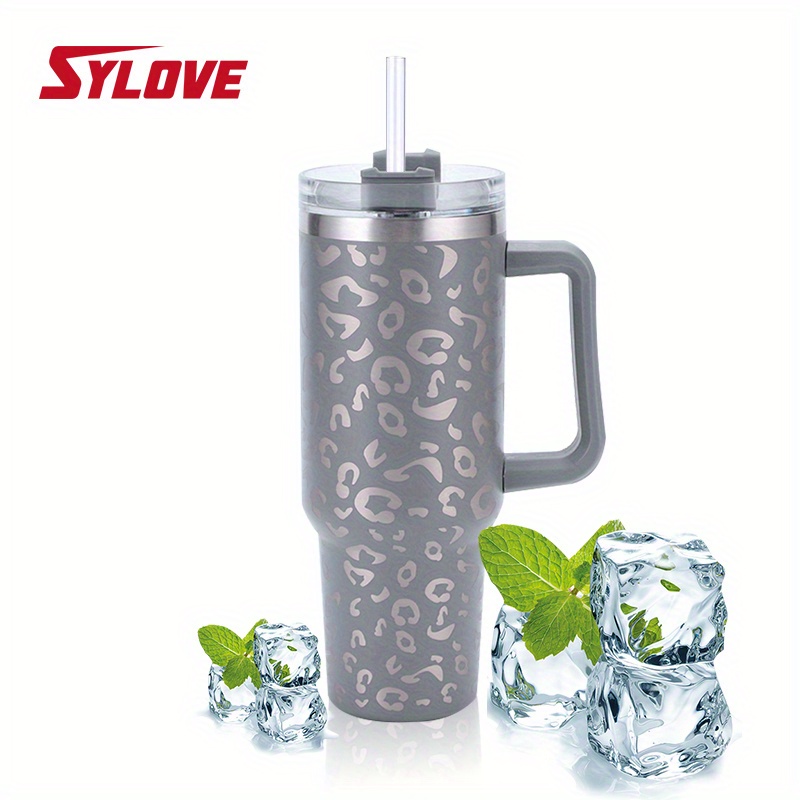 White Leopard Print Sport Water Bottle Stainless Steel - Temu