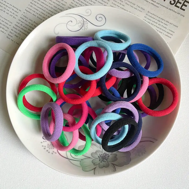 Different Colors Rubber Band Ponytail Hair Tie Simple - Temu