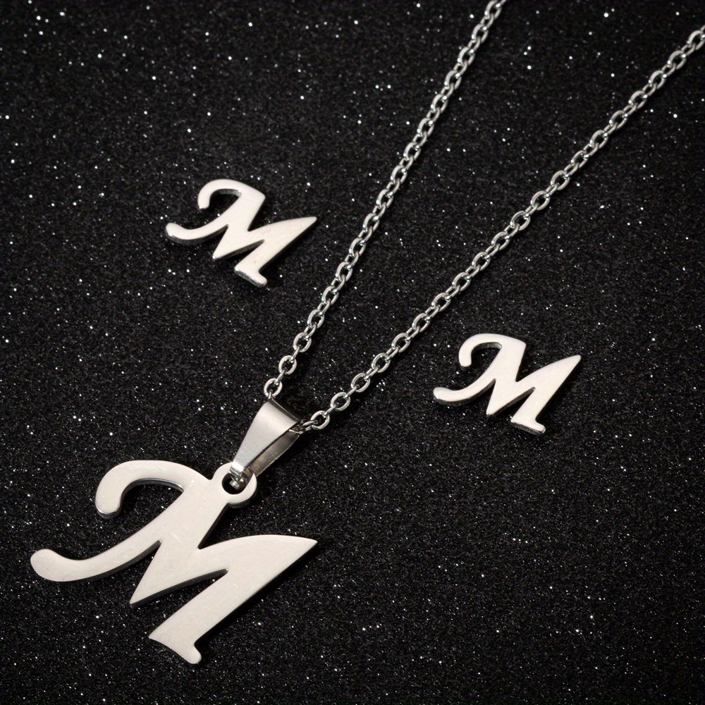 A z Letter Pendant Initial Necklace Stainless Steel - Temu