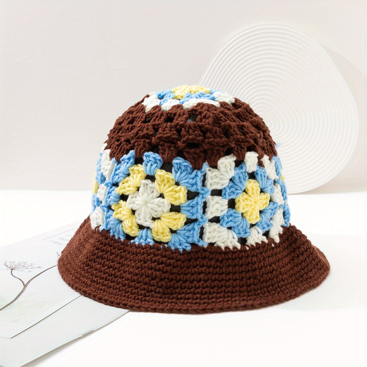 2023 New Fashion Y2k Crochet Bucket Hats Women's Vintage Hand-woven Color  Knitted Hat Girls Summer Korean Ins Hollow Beach Hat