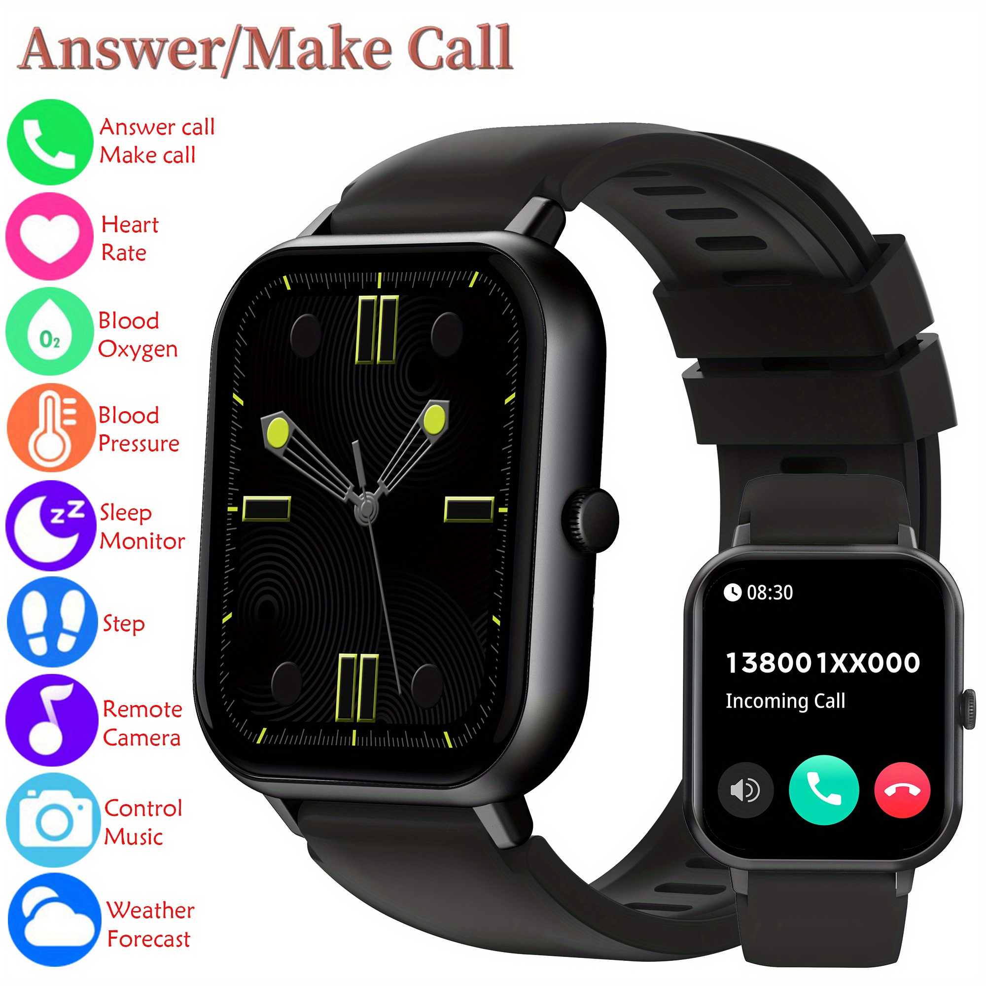 Reloj inteligente para mujer (respuesta/hacer llamadas), monitor de  actividad con pantalla táctil de 1.8 pulgadas para Android iPhone,  compatible con
