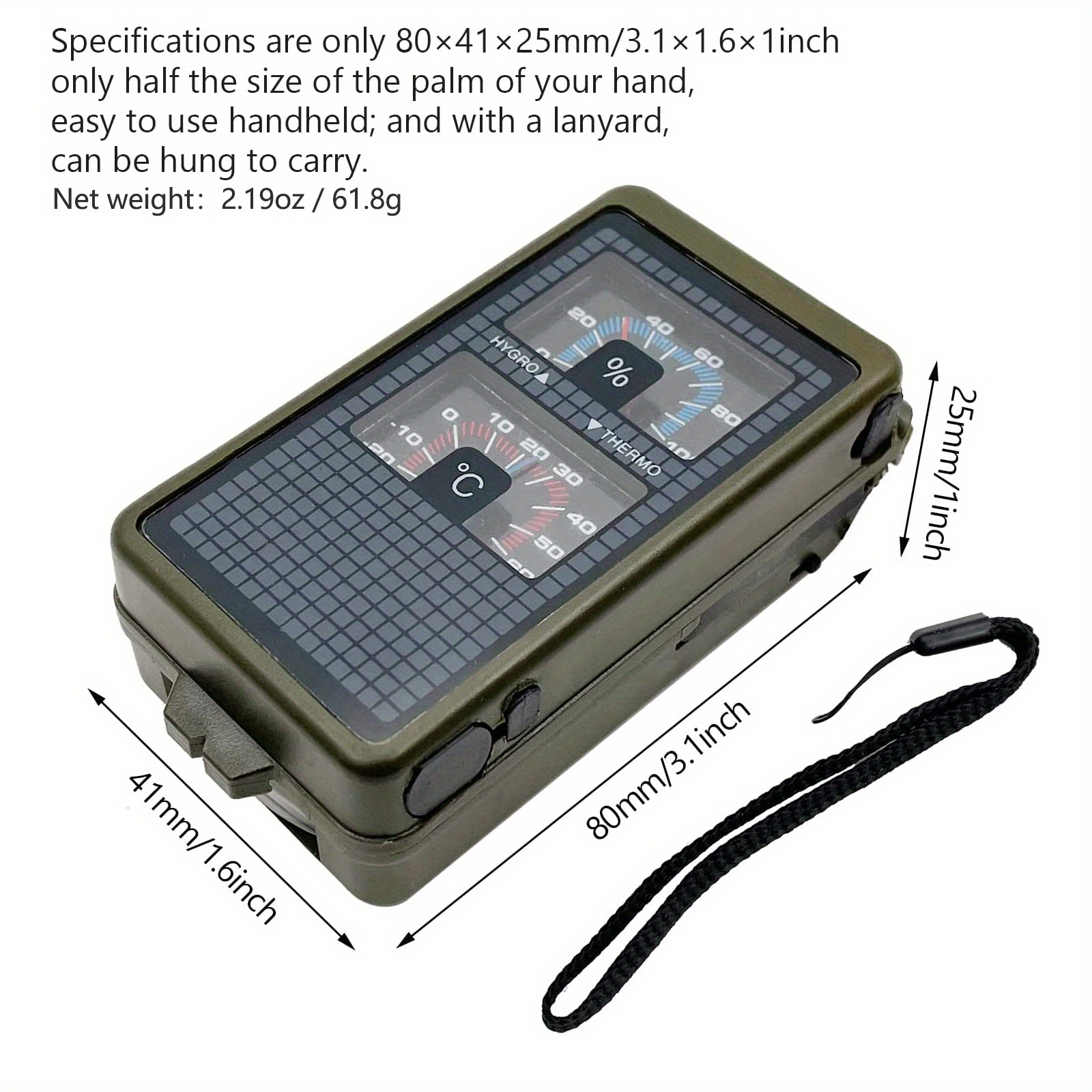 Compass Mirror Light Thermometer 2021 Whistle Survival Bushcraft