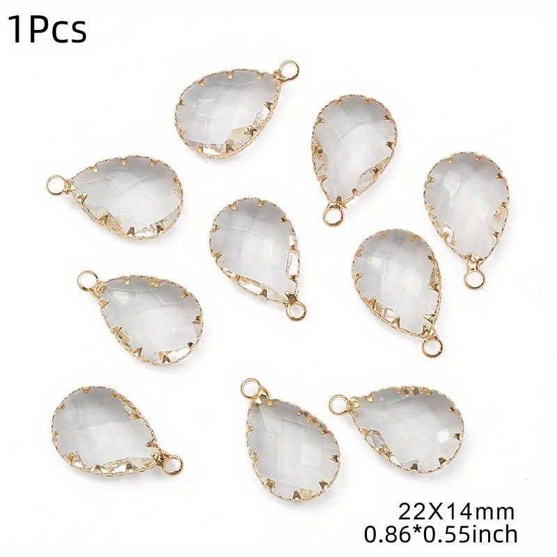 Golden Edged Transparent Glass Crystal Pendant Diy Pendants - Temu