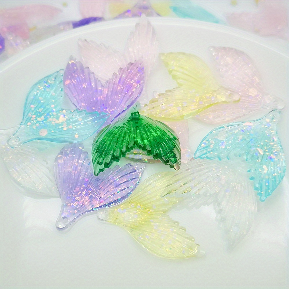 Shiny Mermaid Tail Resin Charms Pendants Flat Back Resin - Temu