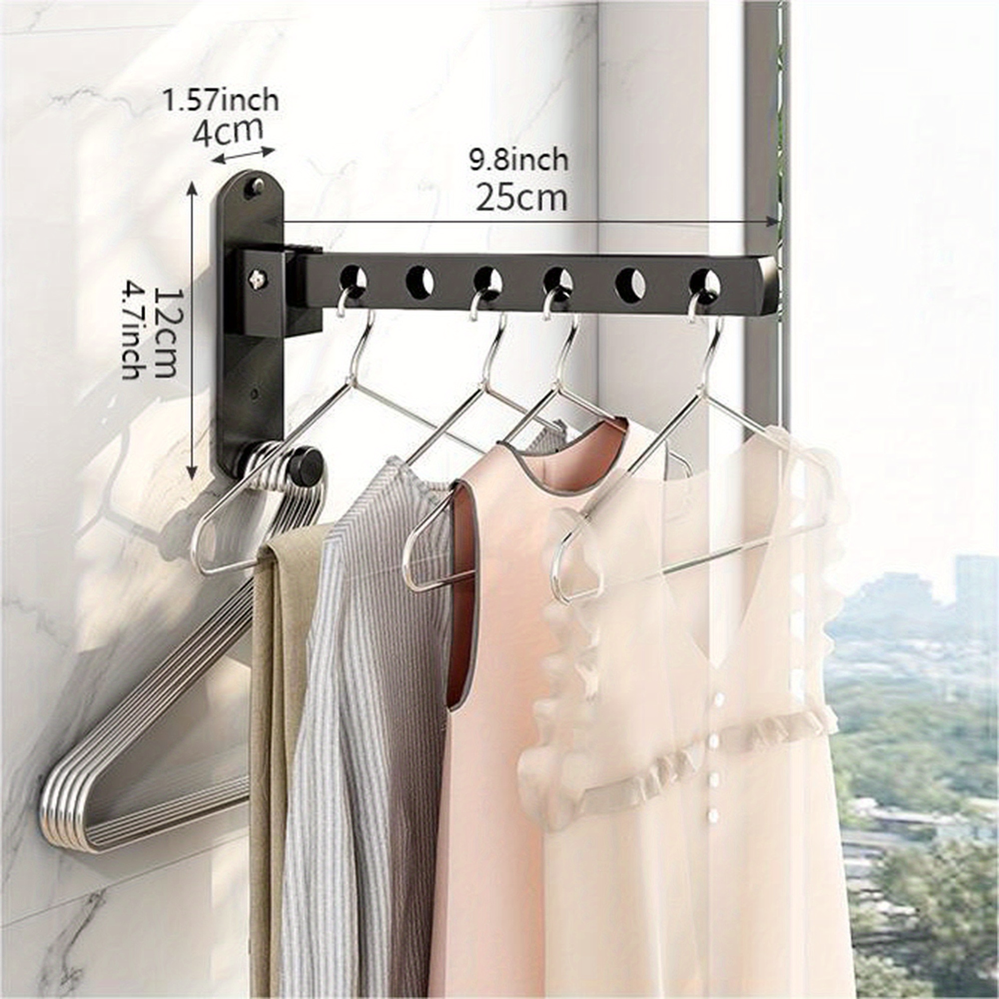 Stainless steel wall discount mounted clothes hanger